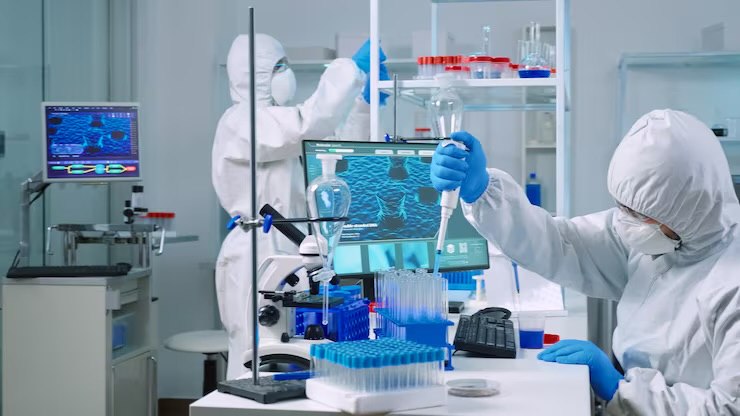 Laboratório de pesquisa com equipamentos técnicos